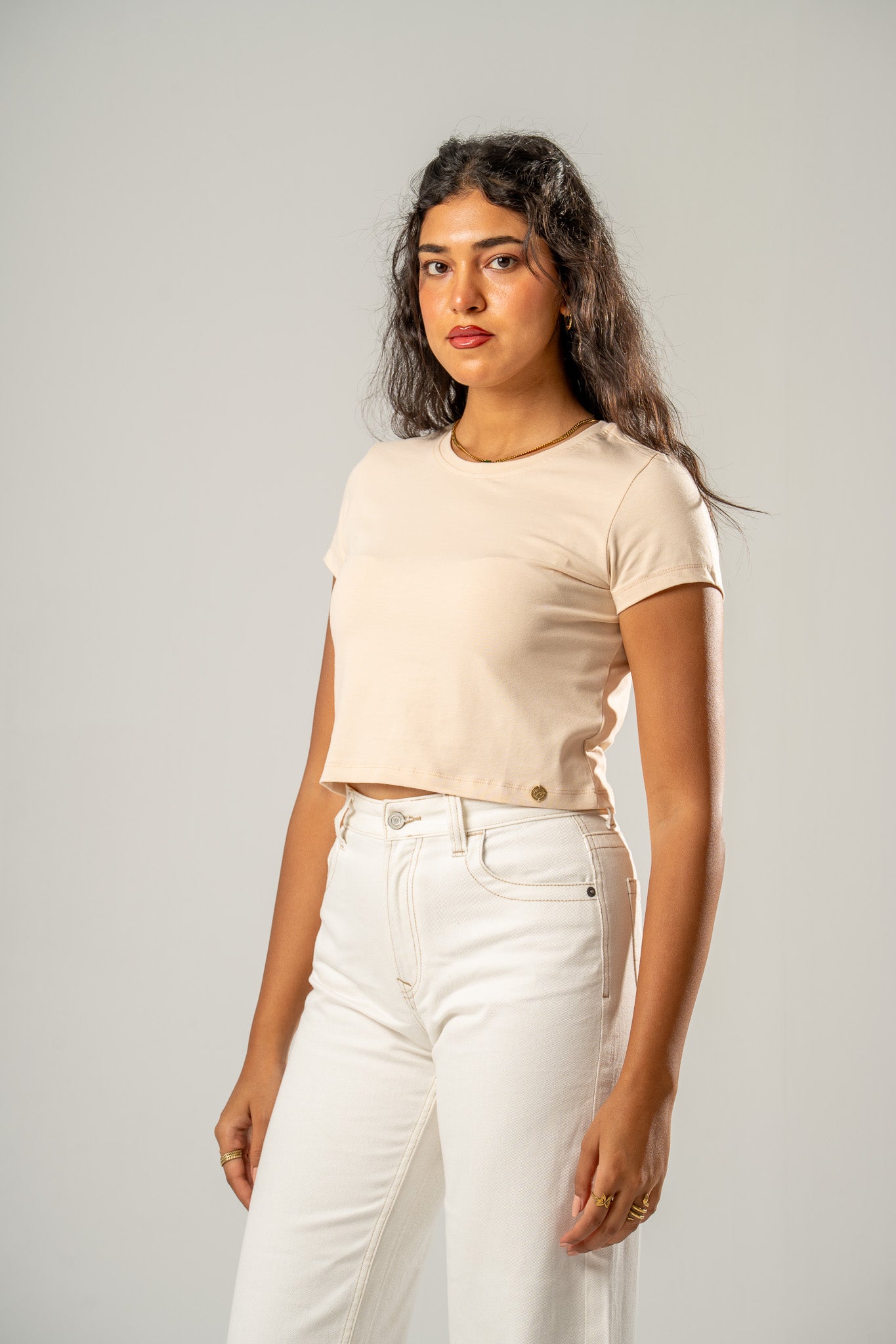 Basic Crew Neck Cropped T-shirt